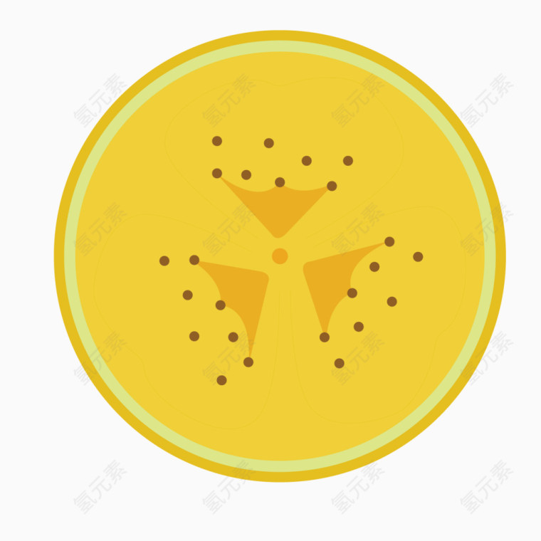 矢量水果俯视黄色榴莲