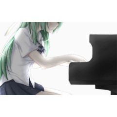 弹钢琴的美少女