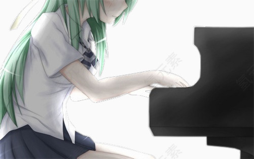 弹钢琴的美少女