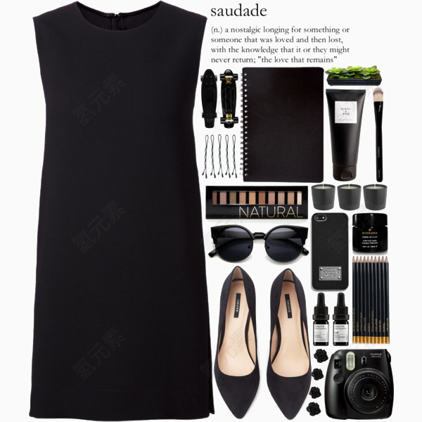 黑色连衣裙和鞋子