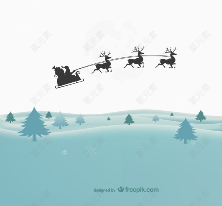 圣诞夜雪橇矢量图