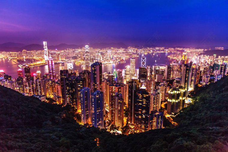 漂亮的香港夜色高楼