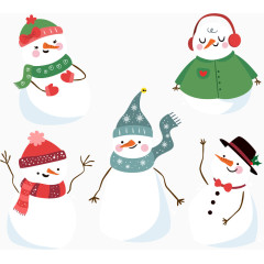 五个可爱圣诞雪人