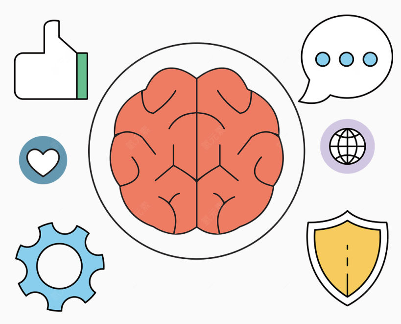 简约人类大脑思维扁平化图案下载