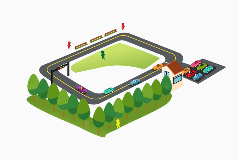 矢量卡通停车场素材下载