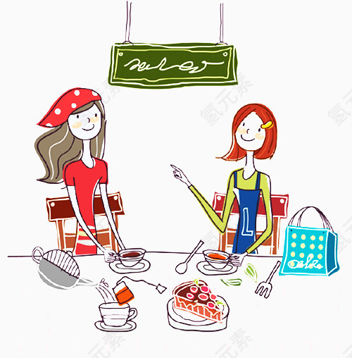 两女生在用餐