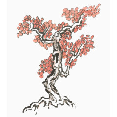 手绘红豆树