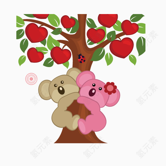 抱着苹果树的小熊