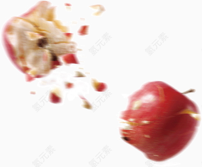 切开破碎的苹果