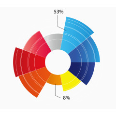 矢量数据分析PPT素材彩色扇形