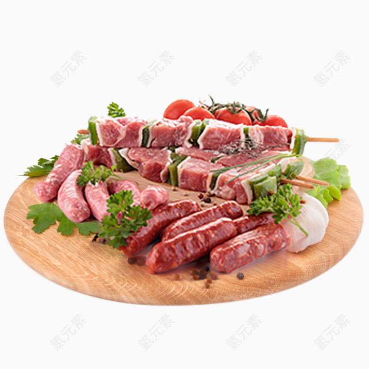 木盘子上的肉