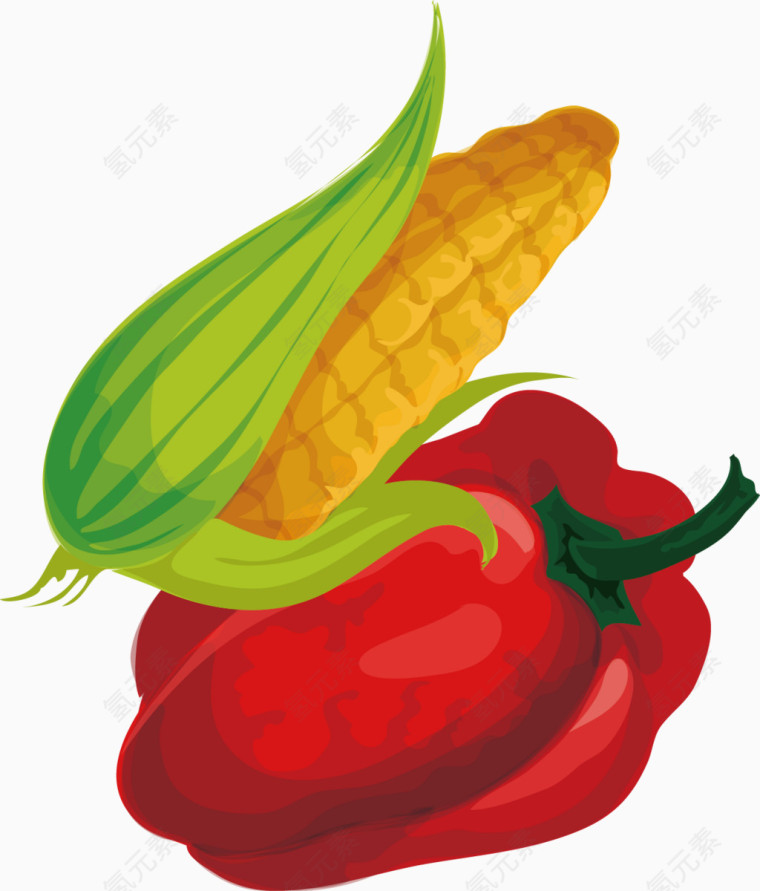 矢量创意设计植物玉米辣椒青菜图