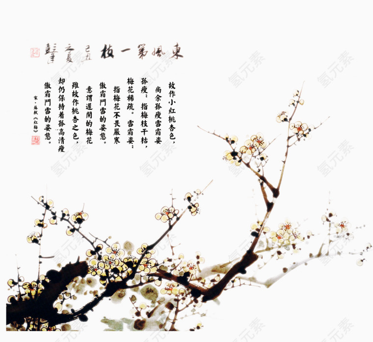 白色 梅花 平面 中国风