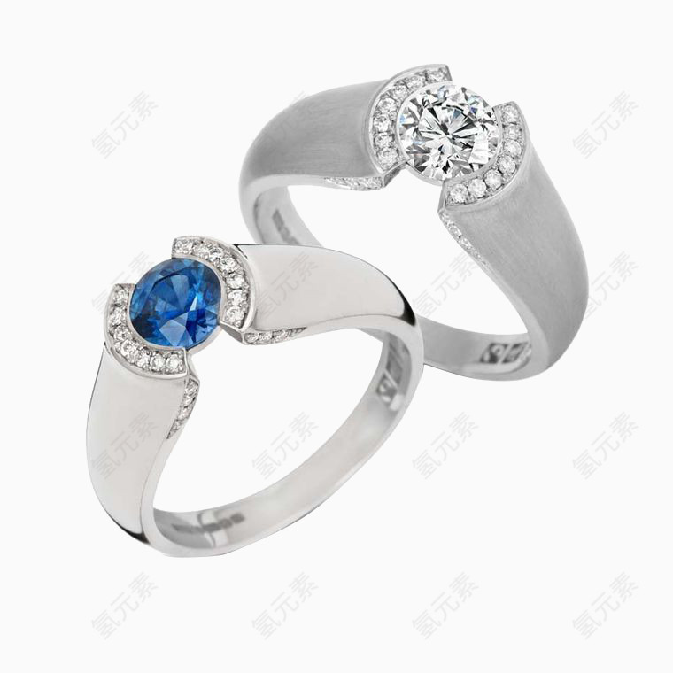 产品实物蓝宝石钻石戒指