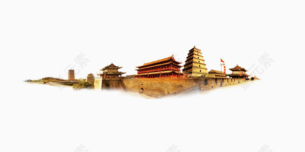 中国风古都西安旅游装饰图