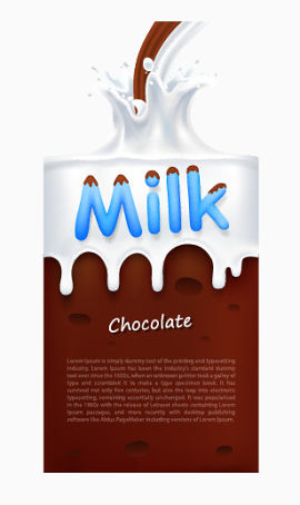 巧克力牛奶盒子水溶质感装饰图