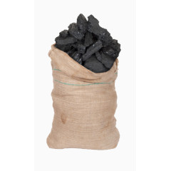 一麻布袋的黑炭木炭