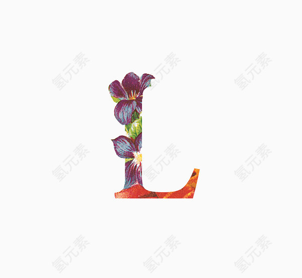 创意紫色花朵字母设计图片