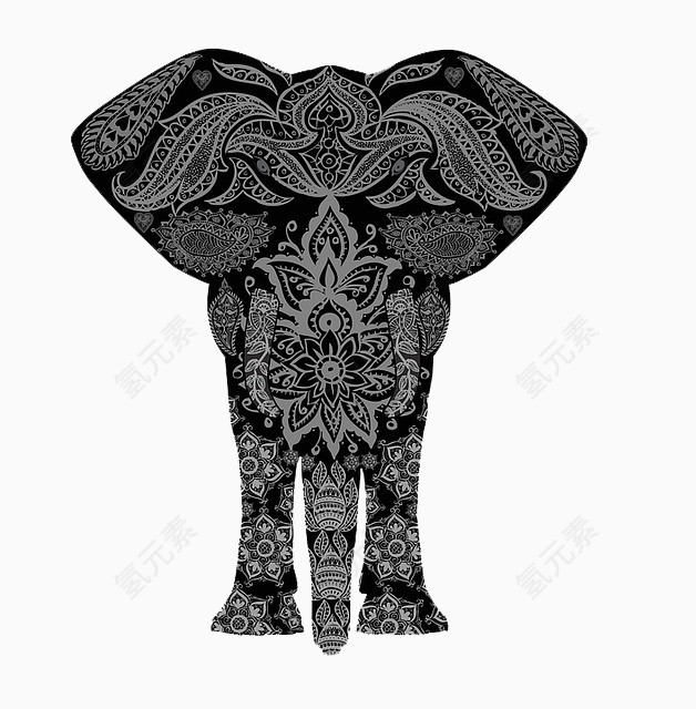 大象造型佛教曼陀罗图案装饰