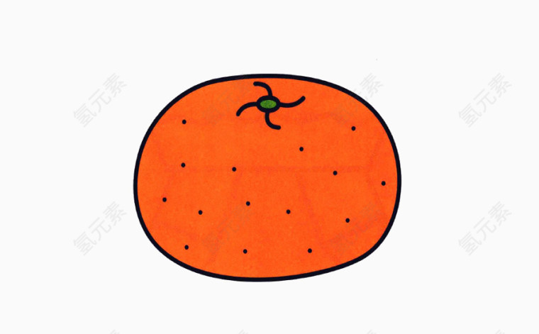 手绘橘色的桔子