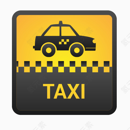 TAXI黄色出租车矢量图