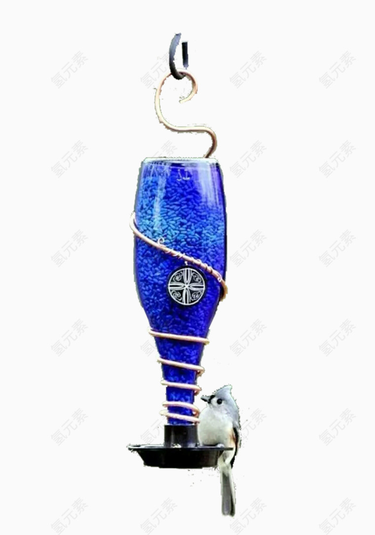蓝色创意倒挂的玻璃瓶装饰