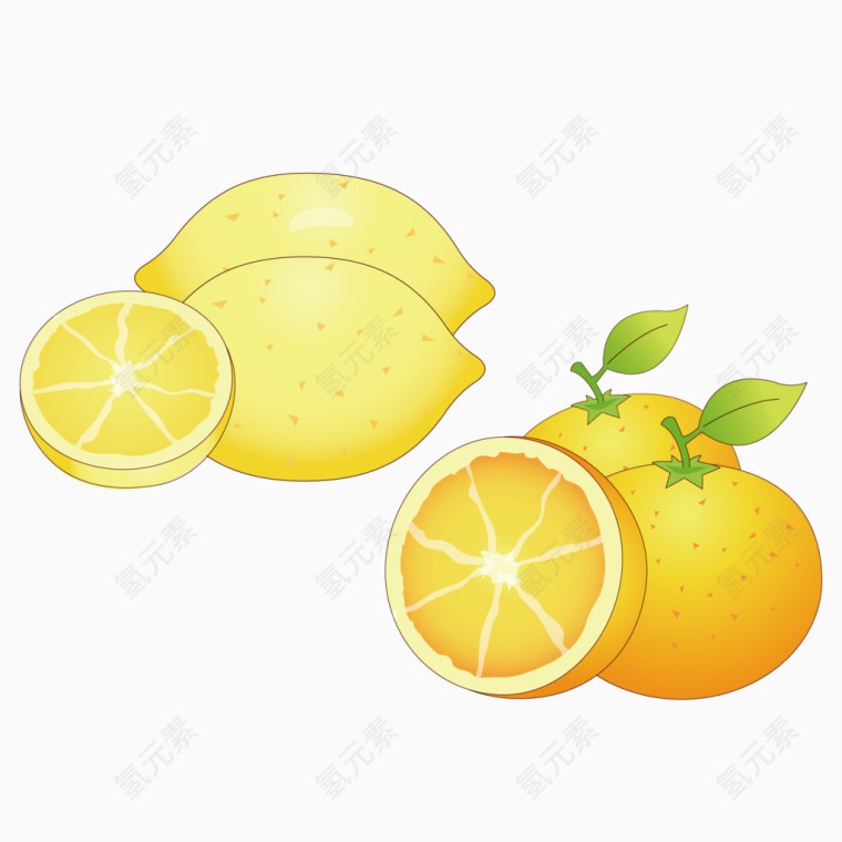 橙子柠檬矢量素材