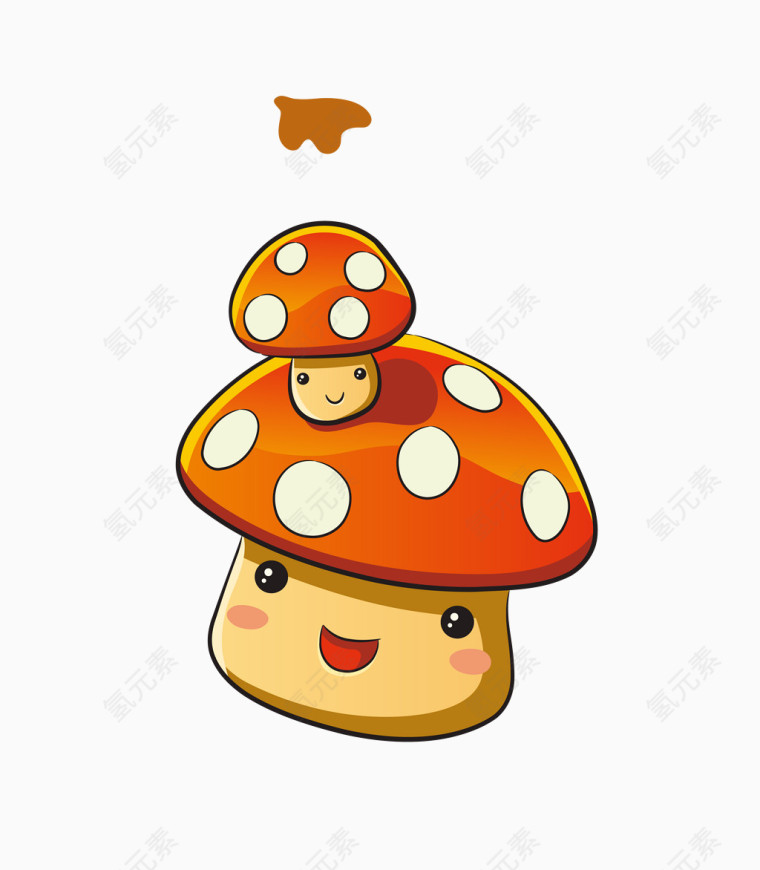 卡通黄色笑脸蘑菇
