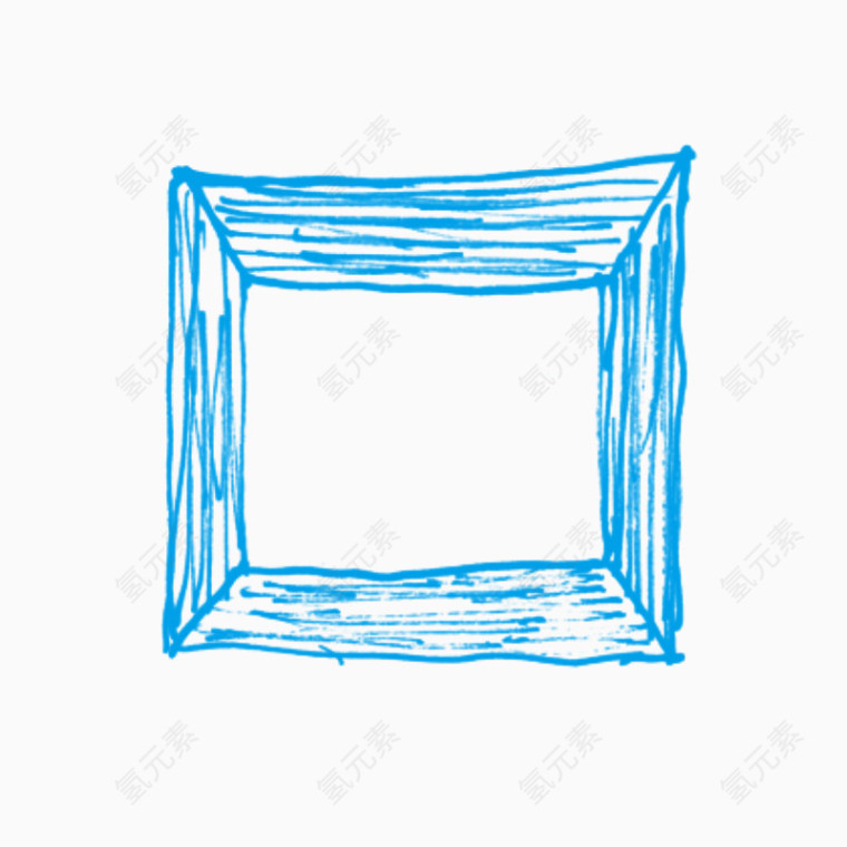 蓝色线条框架粉笔图案