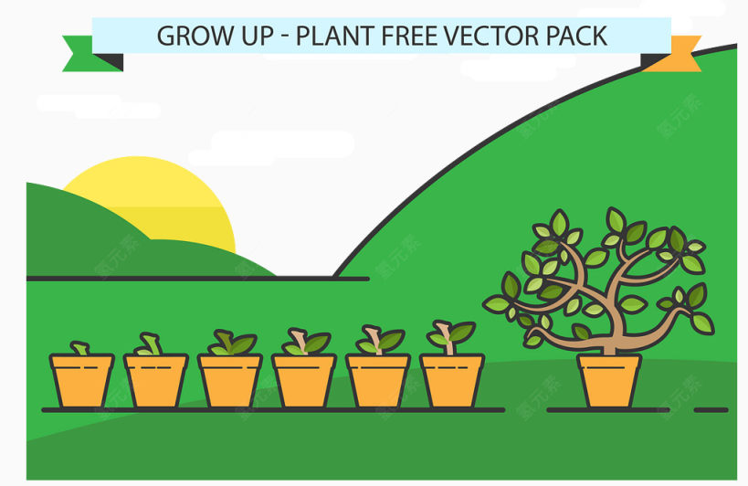 矢量树苗成长过程下载