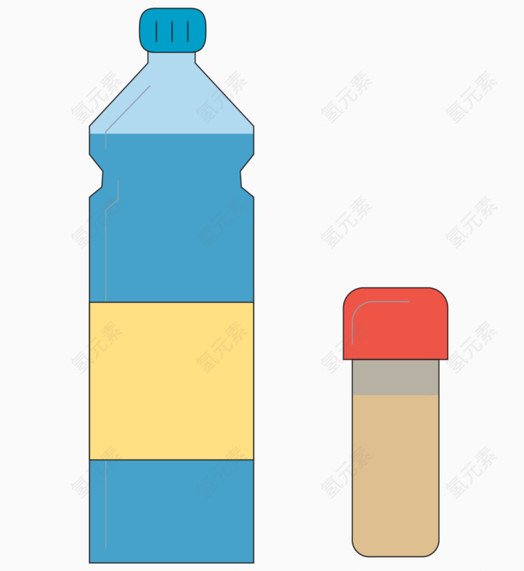 矢量卡通热带瓶装饮料