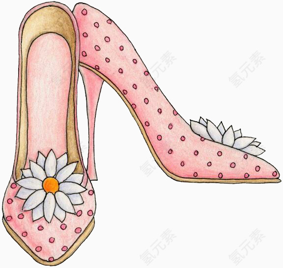 粉色雏菊高跟鞋