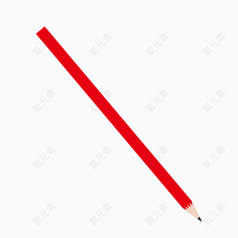 矢量红色木质铅笔画笔