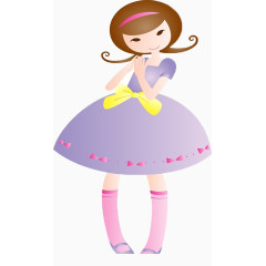 穿着紫色连衣裙的装饰女孩