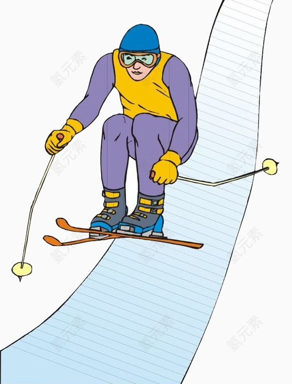 滑雪比赛卡通插画