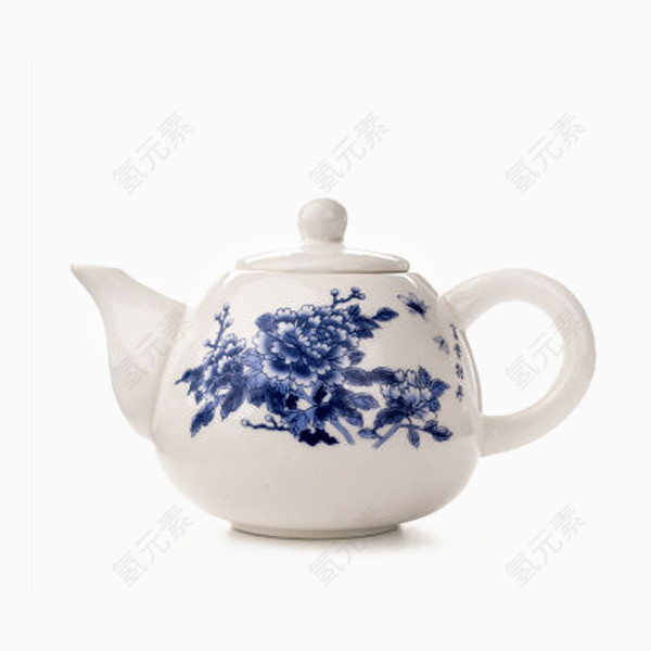 青花白瓷茶壶