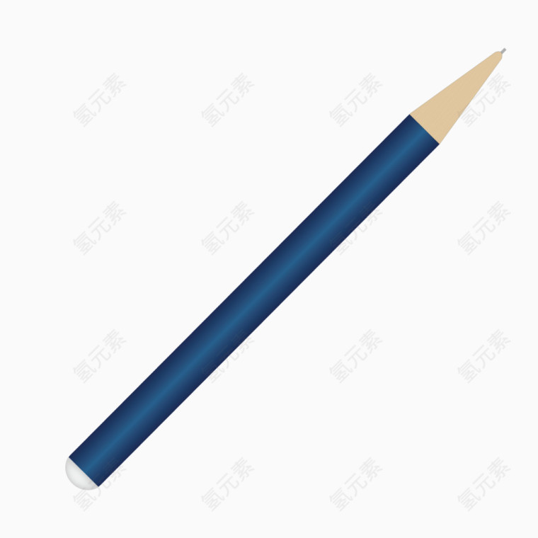 深蓝色质感木质铅笔矢量