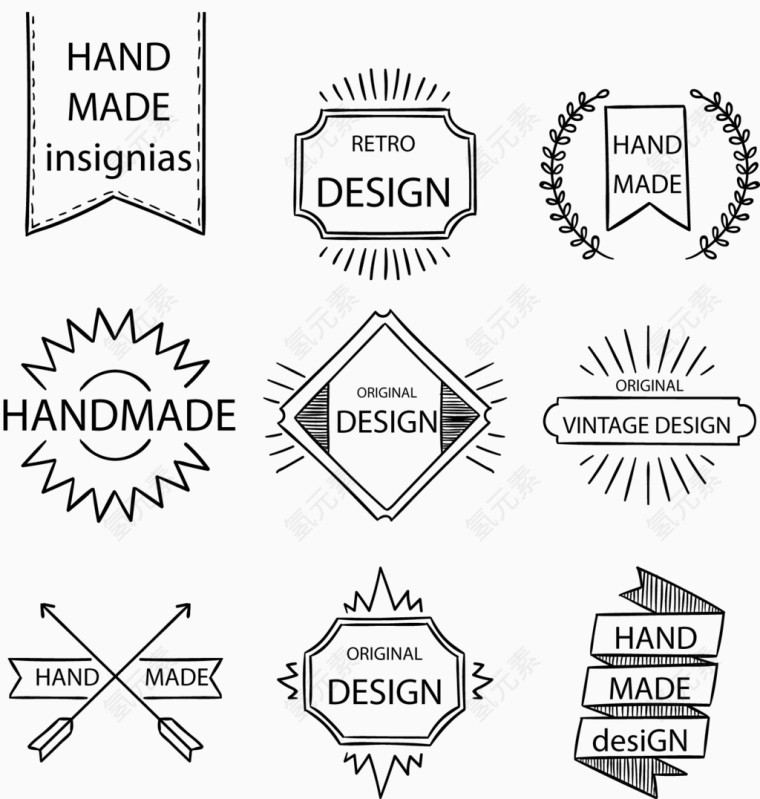 9款手工制作标签矢量素材