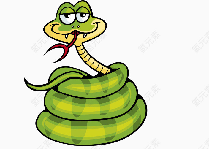 卡通蛇类绿色