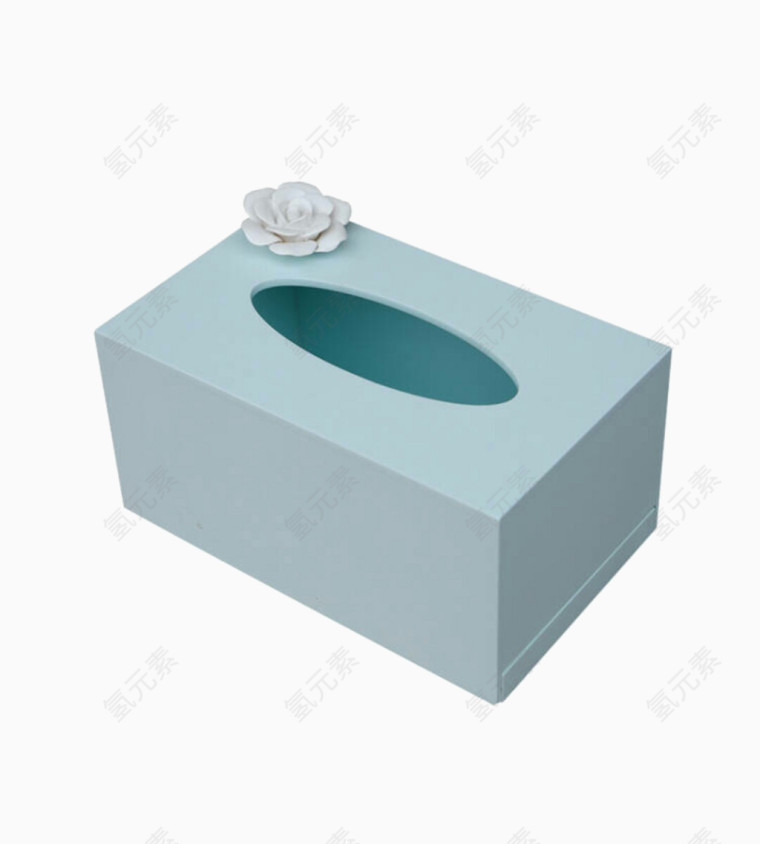浅蓝色玫瑰花纸巾盒