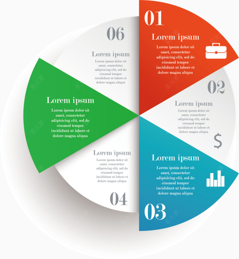 彩色饼状图图表矢量素材下载