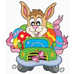 复活节开着小车的兔子