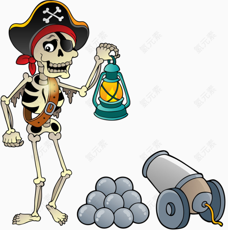 海盗骷髅头和小炮