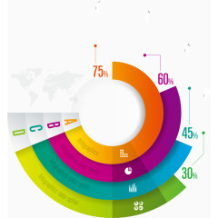 矢量彩色立体圆环图表