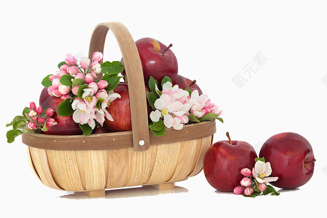 篮子里的水果和花朵