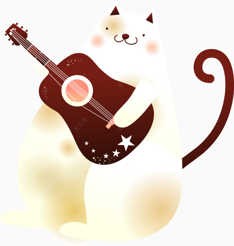 矢量弹吉他的白色小猫下载