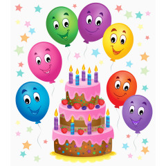 生日蛋糕与气球