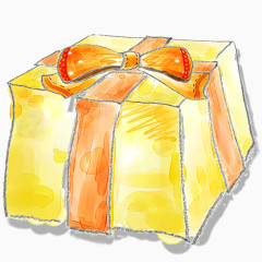 黄色礼物盒卡通手绘免抠素材