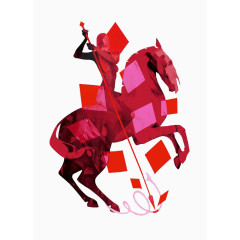 方块红色骑马战斗士
