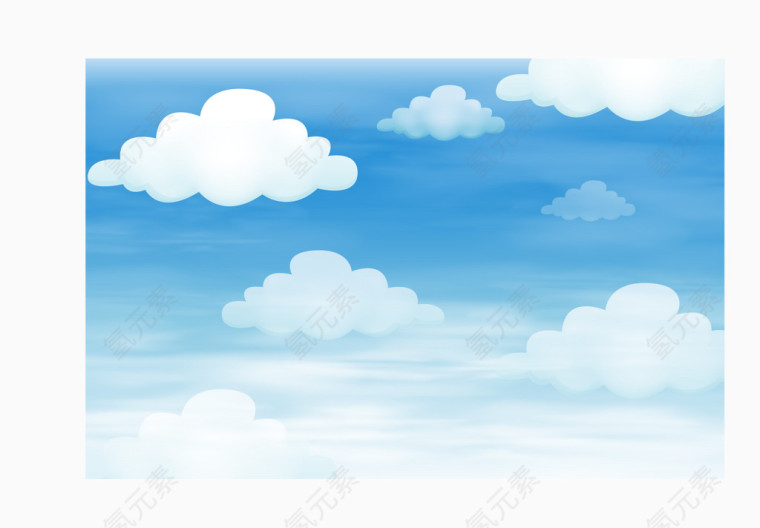 矢量蓝色白色天空云朵清新图案
